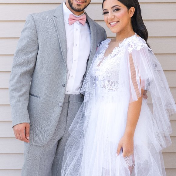 Sheer tulle lace white organza wedding bridal long morning robe boudoir dress - Picture 6 of 8